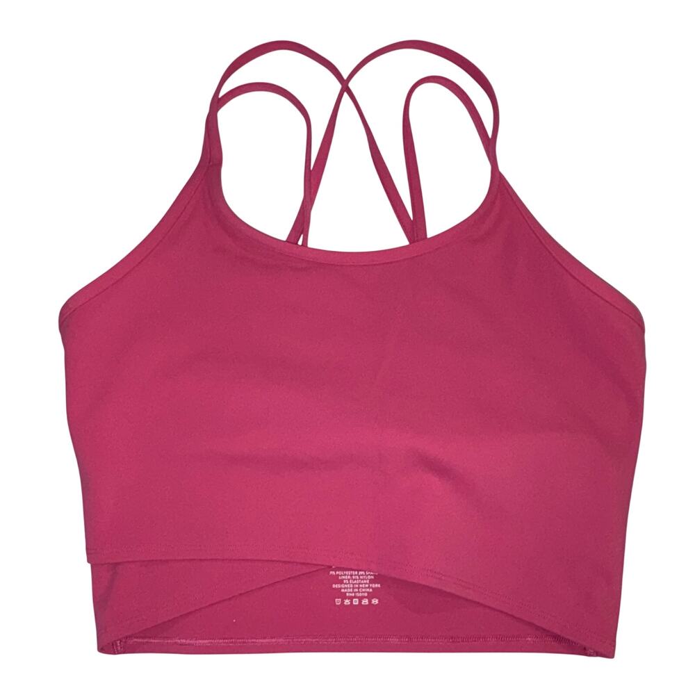 Preppy Peloton Cadent Strappy Elevate Workout Sports Bra Pink Crop Tank Top LG